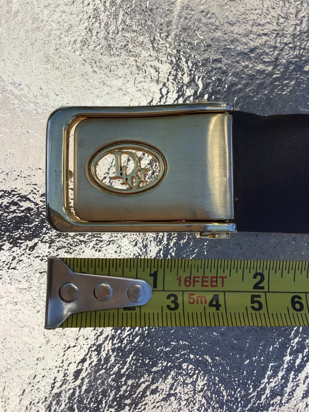 Dior Brown Leather Belt with Gold Logo Buckle Approximately 41 1/2”